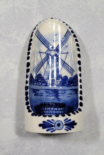 Aplique de pared vintage azul Delft pintado a mano candelabro paisaje molino de viento - Imagen 7 de 12