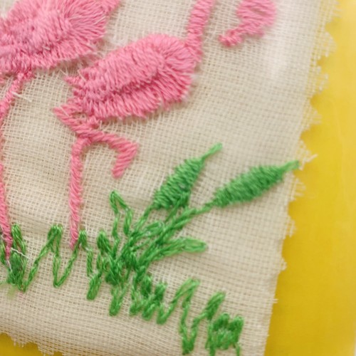 Iron On Embroidery Flamingos EZ Nu-Method Pink Patch Bird Barbie Vintage 1970s - Picture 8 of 16