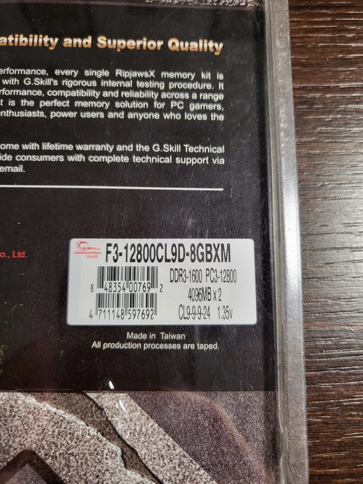 G.Skill RipJawsX 8 GB (2x4 GB) F3-17000CL9D-8 GBXM DDR3-1600 PC3-12800 1.35v - Immagine 2 di 4