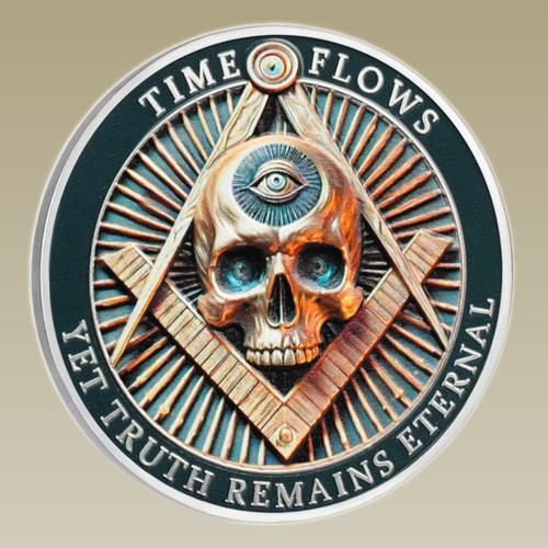 Masonic Challenge Coin Square and Compass Eye of Providence Skull Coin Men gift - Picture 2 of 6