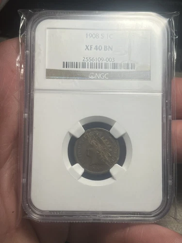 1908 S Indian Head Cent NGC XF40 BN Wood Grain Obverse