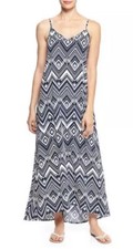 GAP Womens Navy Blue White Geometric Chevron Print Maxi Dress Size XS