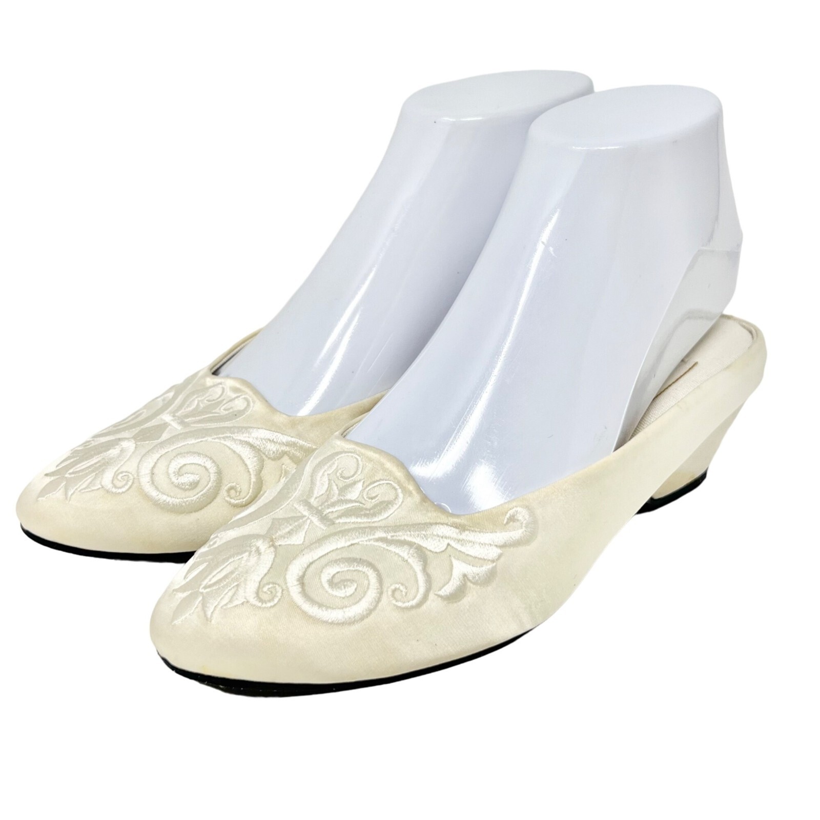 PANTOFOLA D’ORO Victoria’s Secret G Label Vintage Ciabatta Tacco Basso Panna Suola Pelle Satinata 5 6