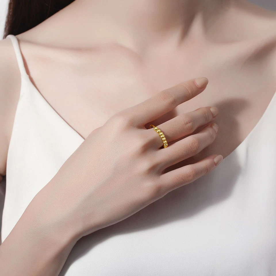 Moda Mujeres Anillos TDAH Alivio del Estrés Ansiedad Acero Inoxidable Movibles Esféricos Foto 2 de 4