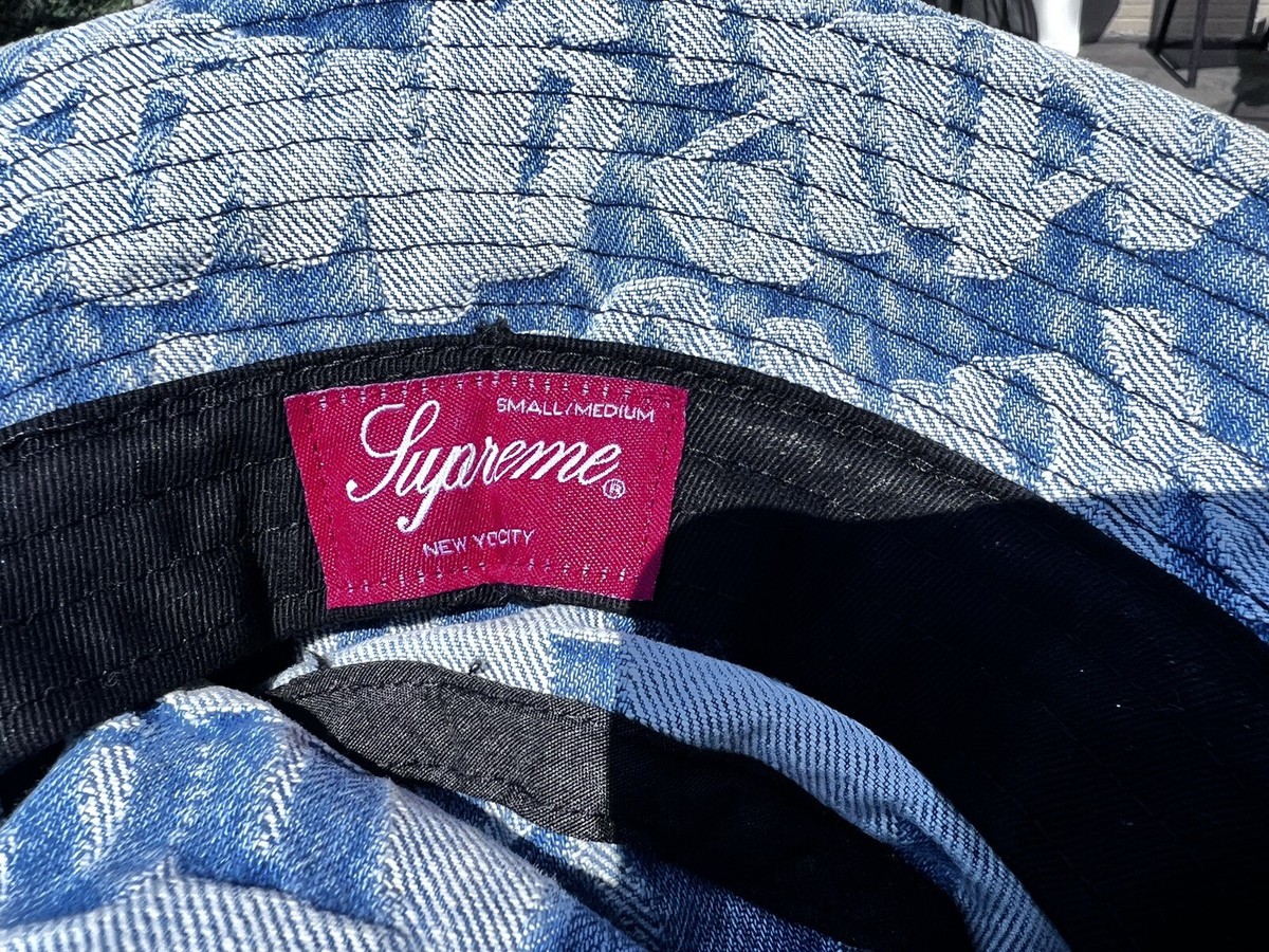 Supreme Fat Tip Jacquard Denim Crusher Bucket Hay, Size Supreme Fat Tip Jacquard Denim Crusher Bucket Hay, Size