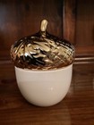 Hallmark Acorn Spiced Harvest Candle Ceramic Gold Colored Lid 35 Hr. Burn NEW