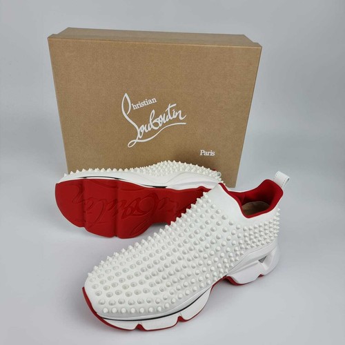 Christian Louboutin Donna Spike White Sock Sneakers New - Picture 1 of 11