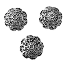 20 Tibetan Silver 18mm Cap Beads Scalloped Filigree Lace Design Accent Bead Caps
