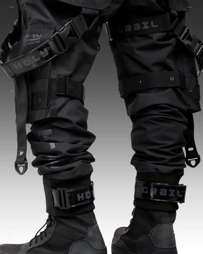 Pantalones de carga pesada Techwear negros de calle para hombre H-G B.L.P-04.V2/NEGRO - Imagen 9 de 13