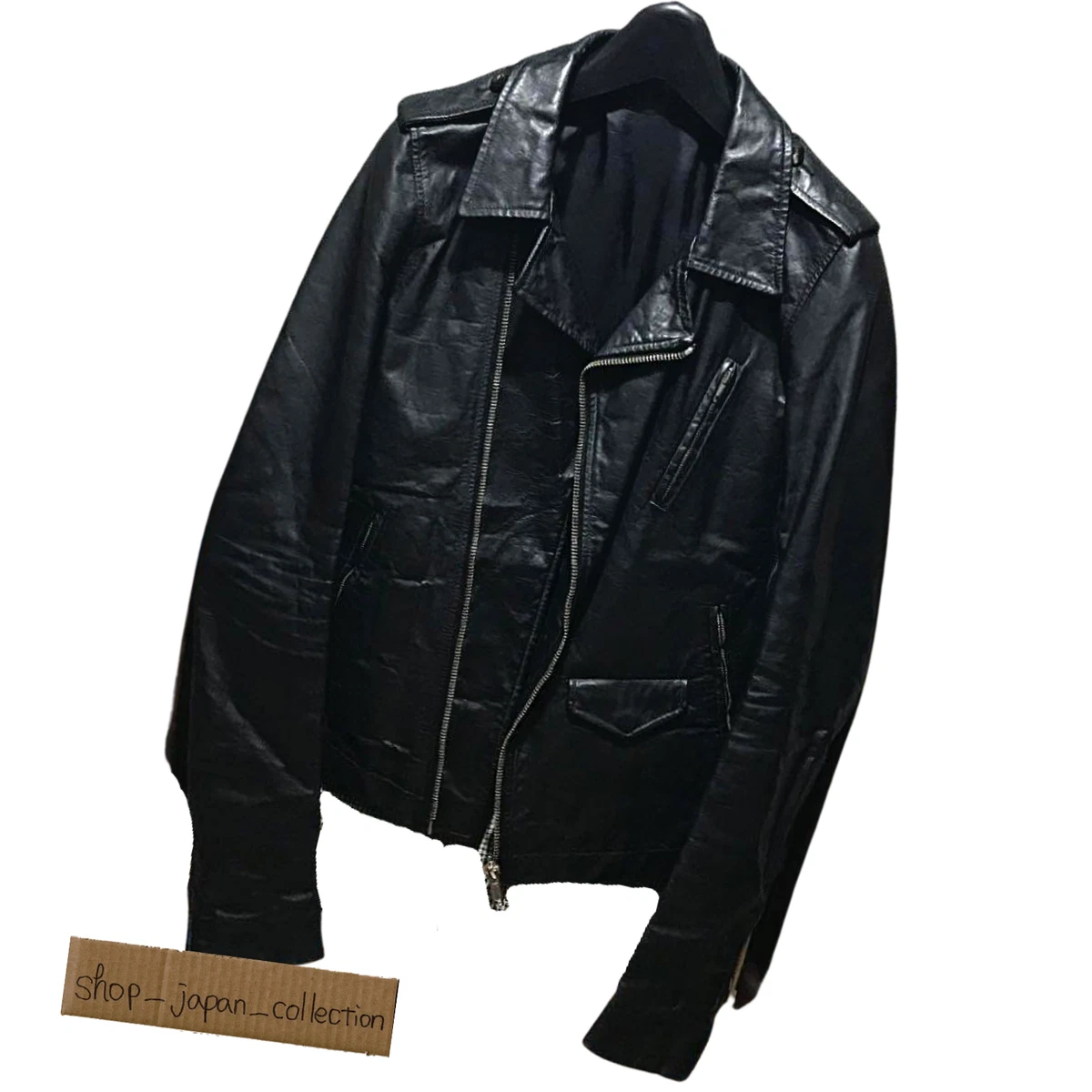 Rick Owens Men's Double Leather Riders Jacket Black Size XS RU1764 L22.8in