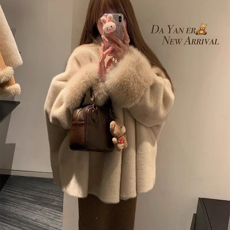Autumn Winter Women's Loose Slimming Faux Fur Shawl Coat