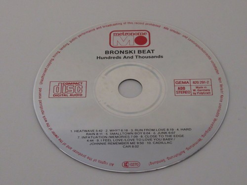 Bronski Beat – Hundreds & Thousands / Metronome – 820 291-2 CD ALBUM  - Picture 2 of 3