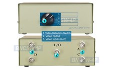 Premium 4-Port BNC Coax Video Switcher Easy Rotary Dial Fast Switching