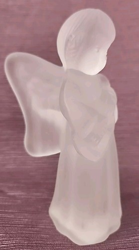 Frosted Glass Standing Angel Playing Harp Candle holder. 1 piece. - Picture 4 of 9