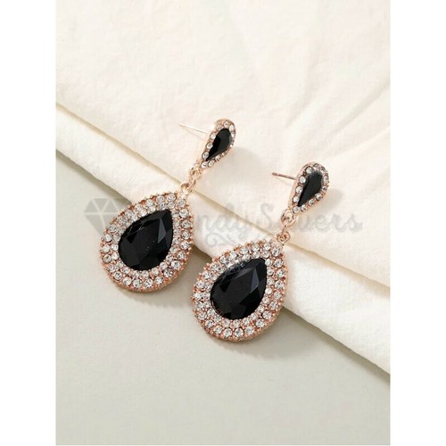 Women Girls Gold Plated Teardrop CZ Dangle Drop Stud Earrings Jewellery Gift UK - Picture 11 of 12