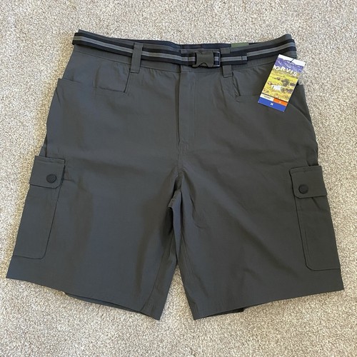 Orvis Voyager Tech Cargo Shorts Men’s Size 36 Charcoal (Gray) Belted NWT