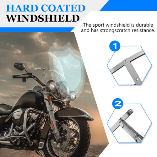 Detachable Windshield Windscreen For Harley Touring Road King CVO FLHR 1994-2024 - Picture 5 of 21