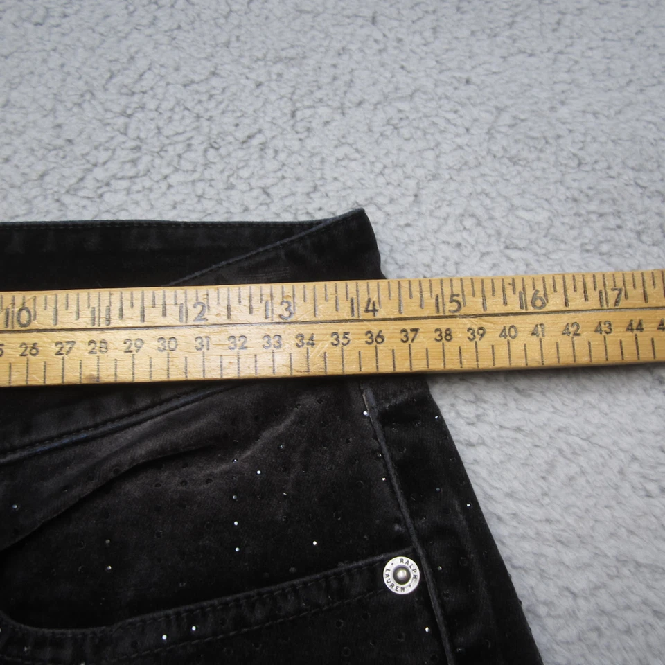 Pantalones Ralph Lauren Etiqueta Púrpura Para Hombre 26 Negro Terciopelo Embellecido Estrás Foto 3 de 4