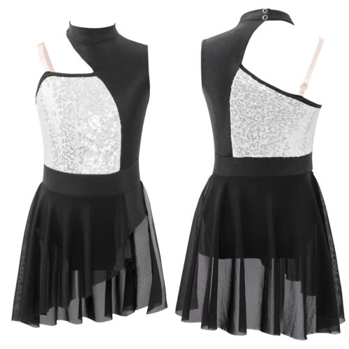 Kids Girls Shiny Sequins Ballet Dance Dress Latin Jazz Leotard Performan Costume - Picture 77 of 87