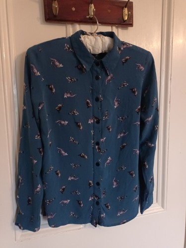 Teal Green Cat Long Sleeve Cat 🐈 Shirt In Size 8