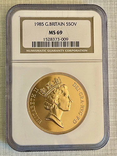 Great Britain 1985 5 Sovereign Gold NGC MS69 Sku# 1076