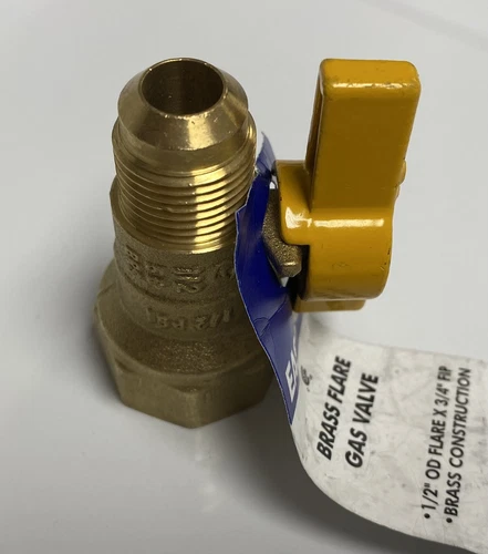 EASTMAN Brass Flare Gas Ball Valve, 3/4-Inch FIP x 1/2-Inch OD 