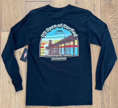 Herren Medium Schwarz Langarm Hemd US SURFING 2024 HUNTINGTON BCH CALIFORNIA Neu - Bild 3 von 7