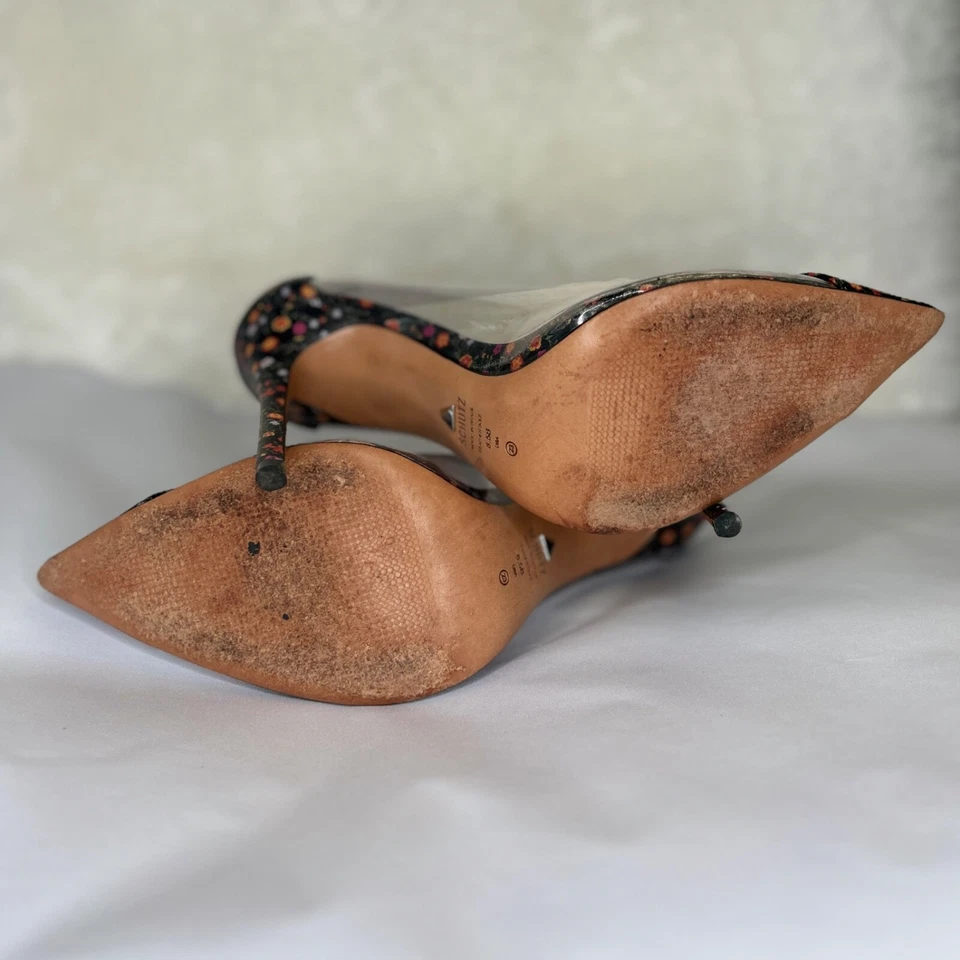 Schutz Centi Pump in Floral Printed Stiletto Pointed Leather Size 8.5 Pre-Loved - Image 4 of 4