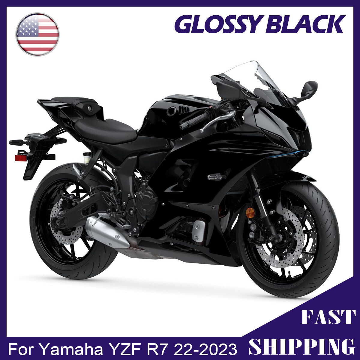 For Yamaha YZF R7 2022-2025 Gloss Black Fairing Kit ABS Injection
