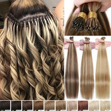 200Strand Stick I Tip 100% Remy Human Hair Extensions Micro Ring Bead Pre Bonded