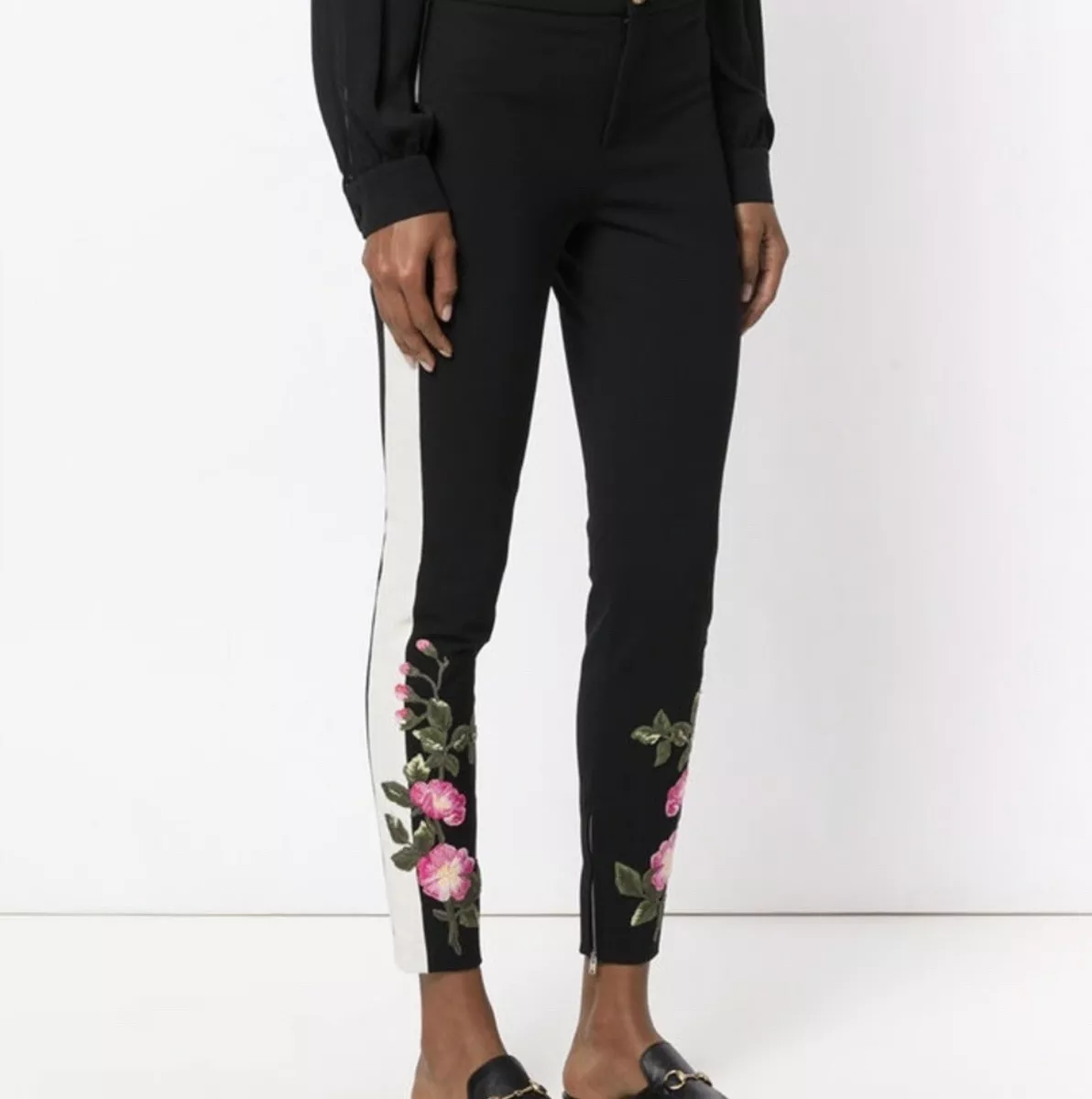 NWT GUCCI LEGGINGS/SKINNY PANTS WITH WEB STRIPE AND FLOWER