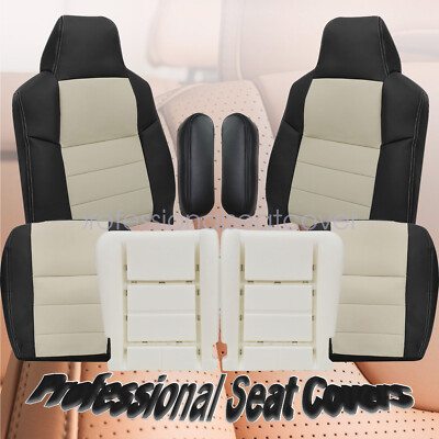 For 2005 Ford Excursion Driver & Passenger Leather Seat Cover Black / Tan