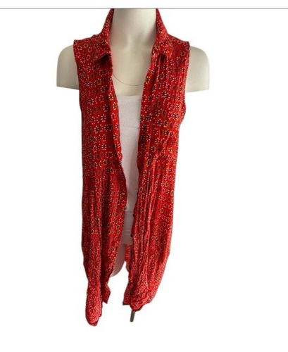 Anthropologie Maeve Daisy Midi Shirtdress Red size 14 Asymmetrical Hem - Picture 13 of 21