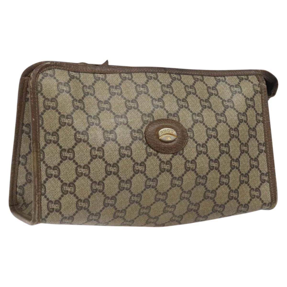 Sac pochette GUCCI GG Plus Supreme PVC beige authentique 106767