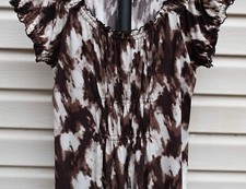 Michael Kors Dress Womens M Brown Animal Print Smocked Midi Stretch Pull On