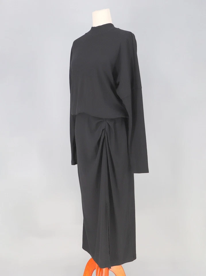 NUEVO CON ETIQUETAS MICHAEL STARS $158 Vestido Midi Lila Acanalado Cuello Simurciélago Manga Negro Talla M Foto 3 de 4