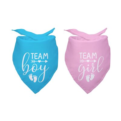 Gender Reveal Hund Bandana – „Team Girl“ & „Team Boy“, 2 Stück, Baumwolle, Für Schwangerschaftsankündigung