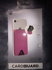 Adhesive Fushia Credit Card Pocket Sticker Pouch Holder Case For Cell Phone