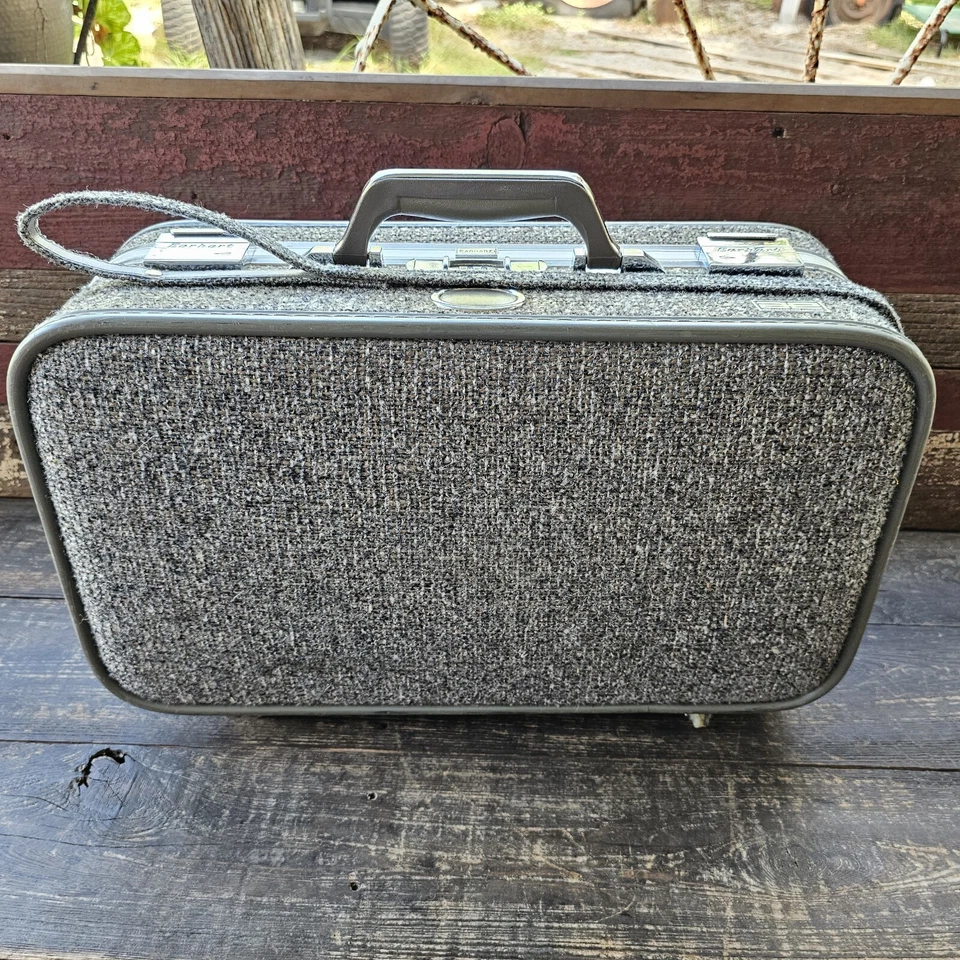 Maleta con ruedas de equipaje de tweed Amelia Earhart de colección usada en excelente estado Foto 2 de 4
