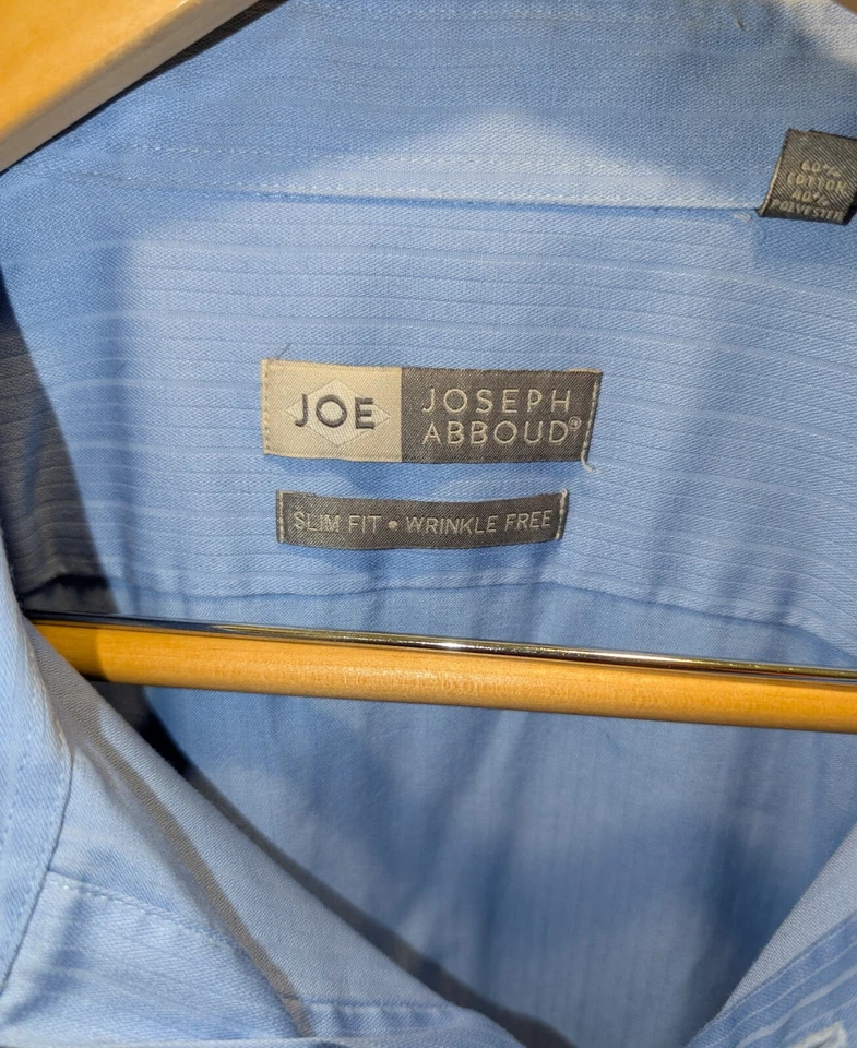 Camisa de vestir JOSEPH ABBOUD ajustada sin arrugas 18 34/35 azul para hombre Foto 2 de 4