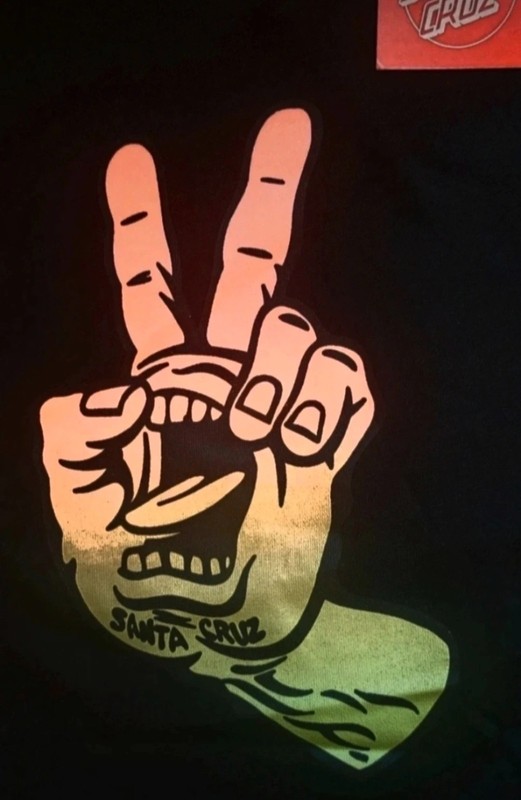 SANTA CRUZ T-SHIRT FREE P+P Screaming Peace Fade Hand M BLACK STREET SKATE WEAR 