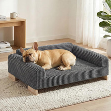 Elevated Dog Bed Indoor, Wood Furniture Style Dog Couch Sofa with Removable Wash