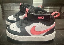 Nike Court Borough Mid 2 TDV Toddler Sneaker Pink Black White 5C CD7784-005