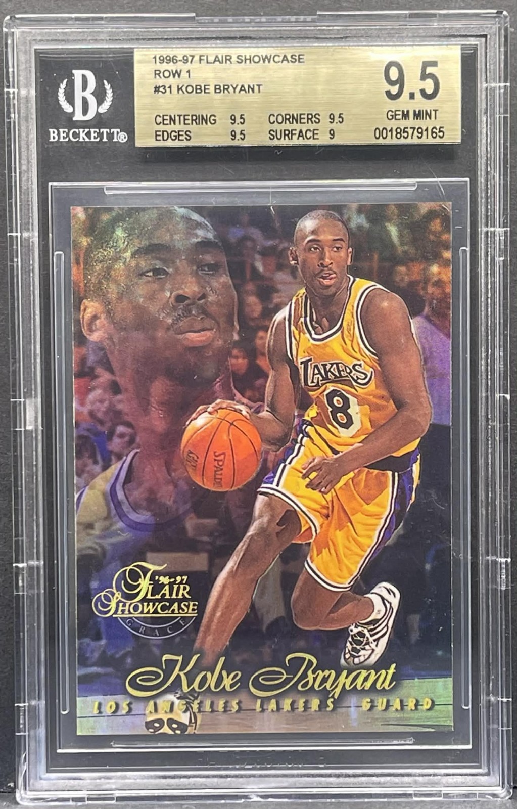 1996-97 FLAIR SHOWCASE KOBE BRYANT #31 ROW 1 ROOKIE CARD HOF RC BGS 9.5 GEM MINT