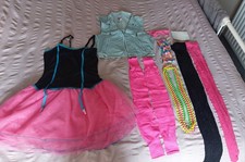 Smiffys 1980s Complete Outfit Tutu Dress Size S with Neon beads and accessories