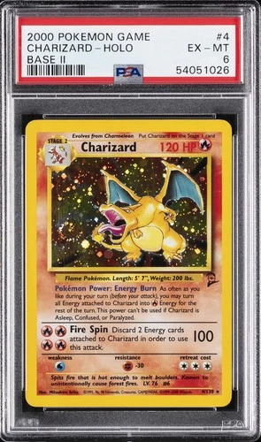 2000 POKEMON GAME BASE II #4 CHARIZARD-HOLO PSA 6