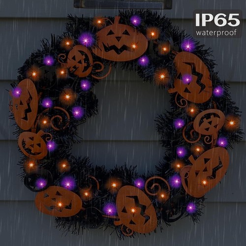Solar Halloween Lights, 39FT 100LED Orange & 100LED, & Purple - Picture 6 of 7