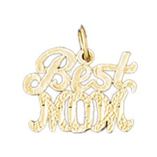 Best Mom Charm Pendant 14k Gold 0.9 Grams