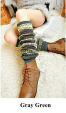 Women Leg Warmers Boho Knit Crochet Long Cuff Stocking Over Knee High Boot Socks