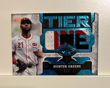 2025 Topps Tier One Hunter Greene Reds 1/1 Game Used Relic Patch Die-Cut PSA BGS